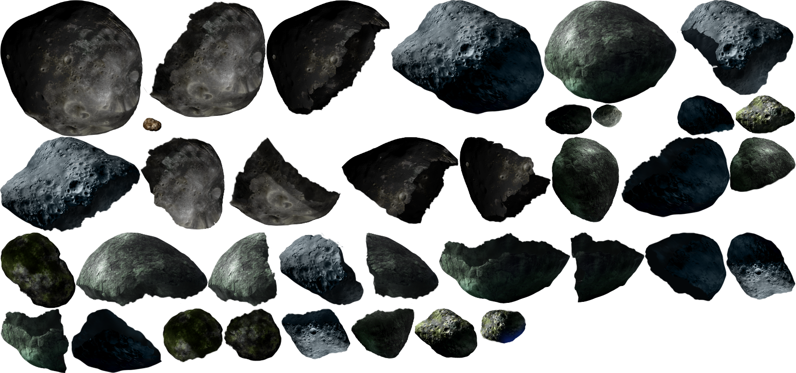Assorted Asteroids Collection PNG