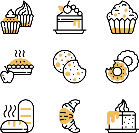 Assorted Bakery Icons Set PNG