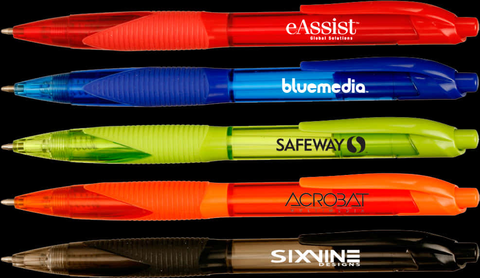 Assorted Branded Pens Collection PNG