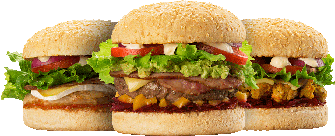 Assorted Burgers Trio PNG