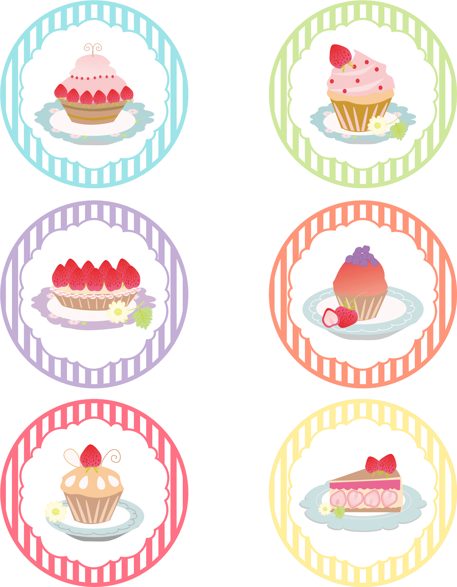 Assorted Cake Logos Set PNG