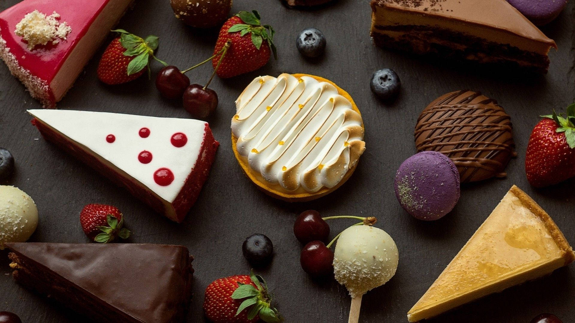 Assorted Cakes And Cookies Dessert Wallpaper
