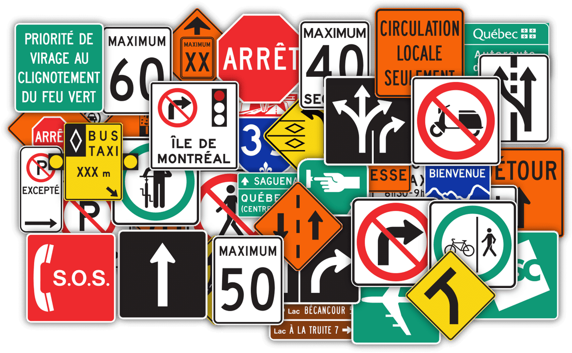 Assorted Canadian Road Signs Collection PNG