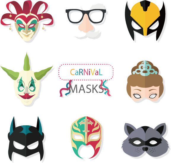 Assorted Carnival Masks Collection PNG