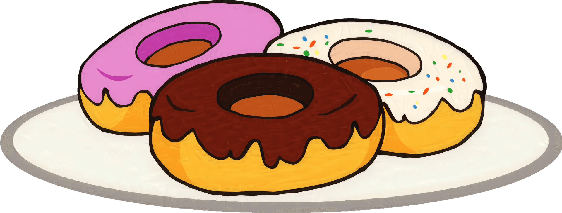 Assorted Cartoon Donutson Plate PNG