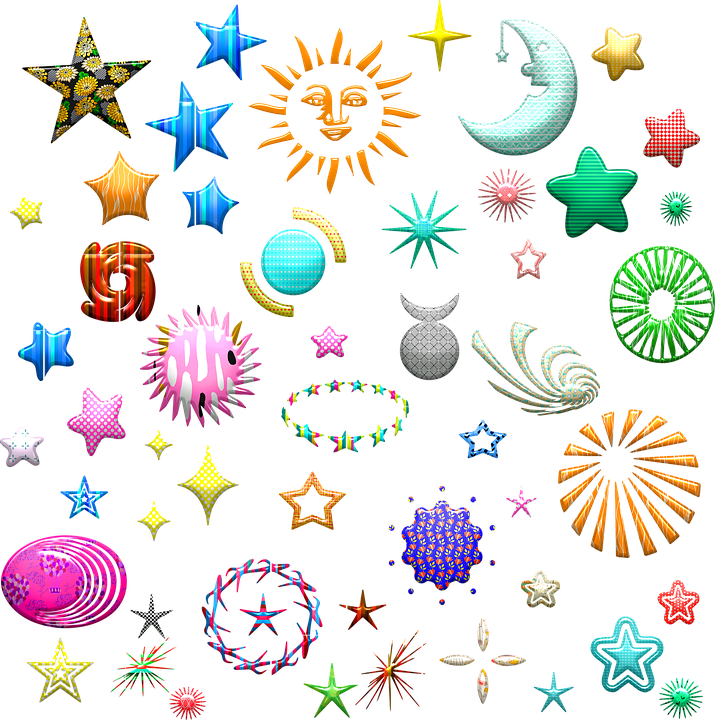 Assorted Celestial Shapes Collection PNG