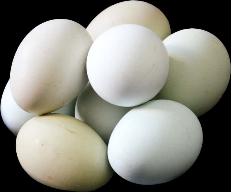 Assorted Chicken Eggs Black Background PNG