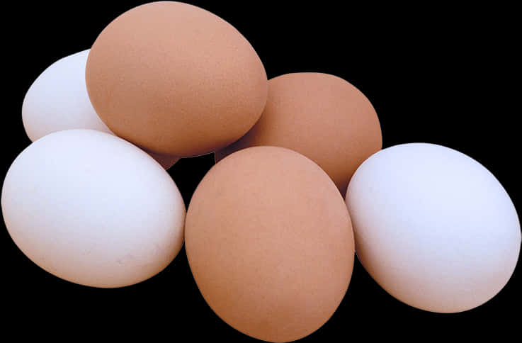 Assorted Chicken Eggson Black Background PNG