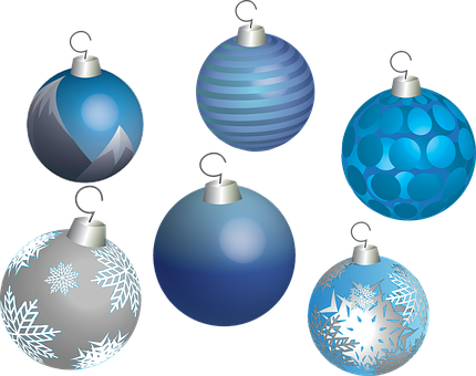 Assorted Christmas Baubles Vector PNG