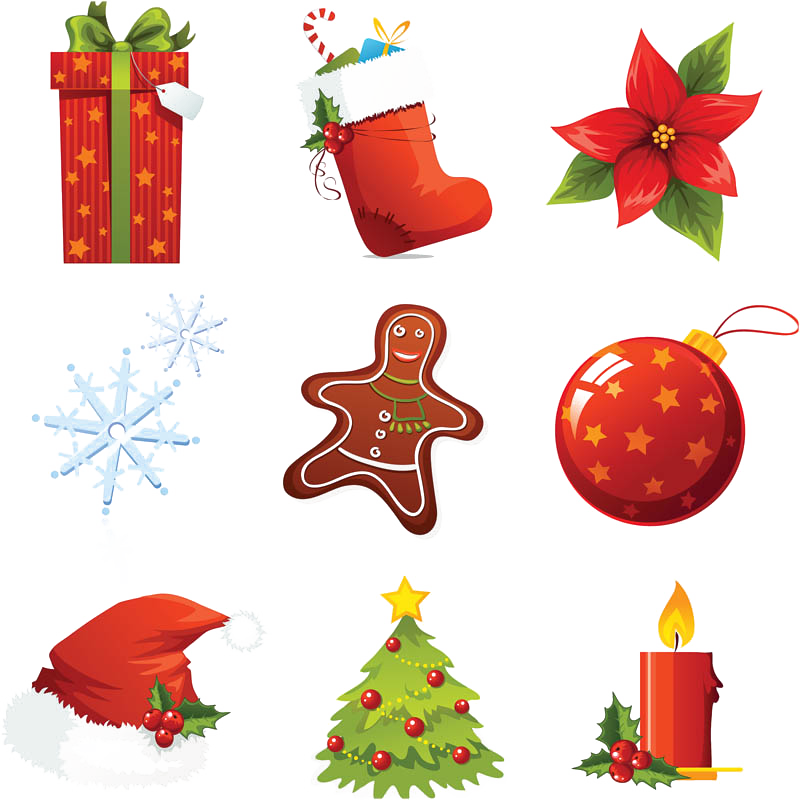 Assorted Christmas Decorations Clipart PNG