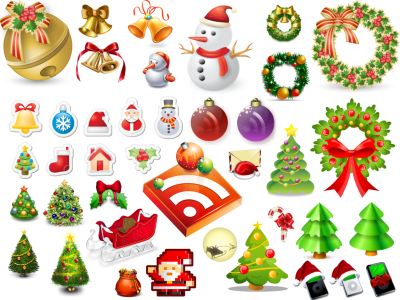 Assorted Christmas Icons Collection PNG