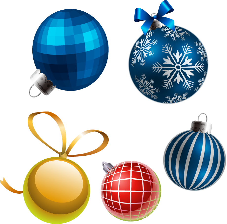 Assorted Christmas Ornaments Collection PNG