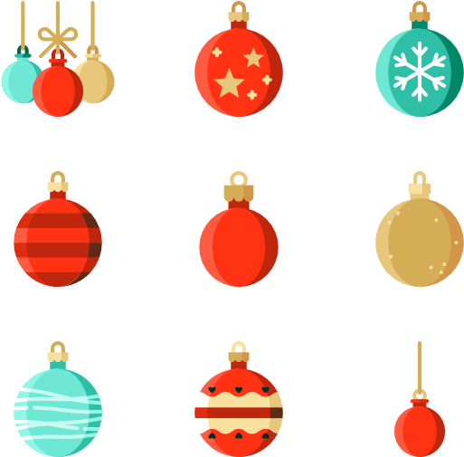Assorted Christmas Ornaments Collection PNG