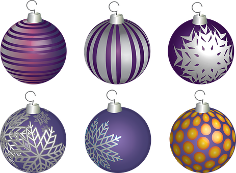 Assorted Christmas Ornaments Collection PNG