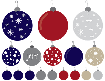 Assorted Christmas Ornaments Vector PNG
