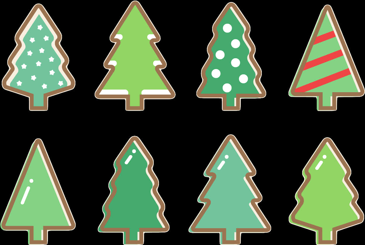 Assorted Christmas Tree Designs PNG