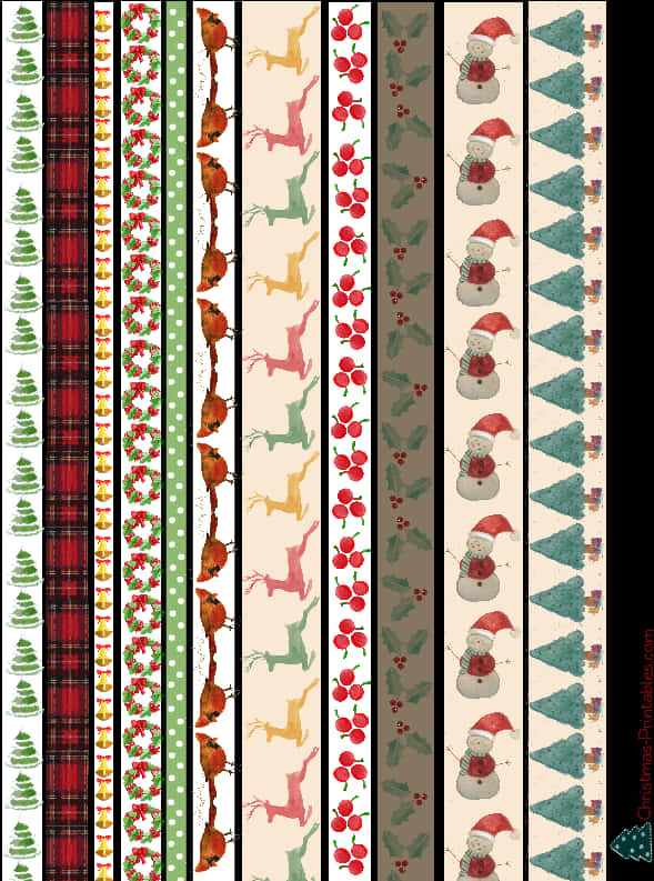 Assorted Christmas Washi Tape Designs PNG