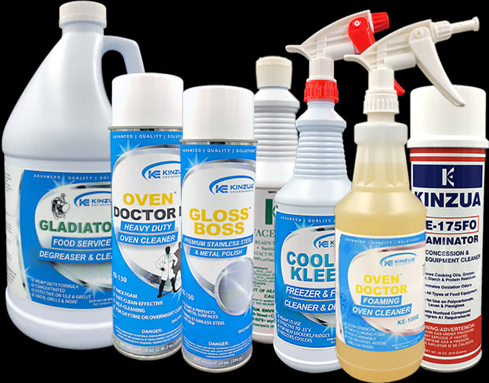 Assorted Cleaning Products Display PNG