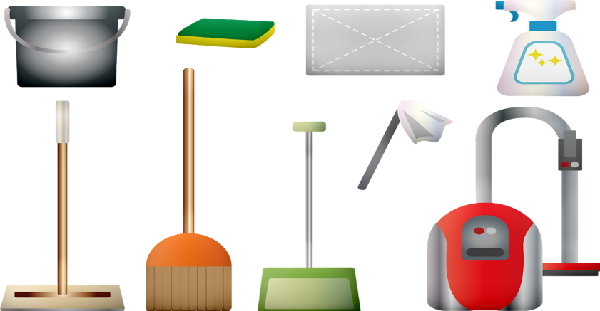 Assorted Cleaning Tools Icons PNG