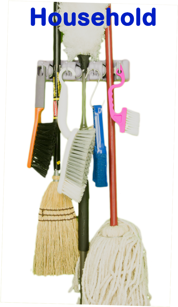 Assorted Cleaning Tools Organized PNG