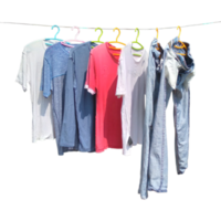 Assorted Clothes Hangingon Line PNG