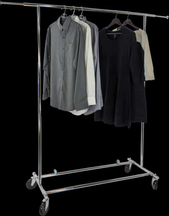 Assorted Clotheson Metal Hanger Rack PNG