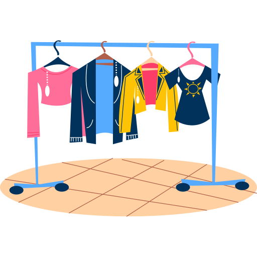 Assorted Clothing Rack Display PNG