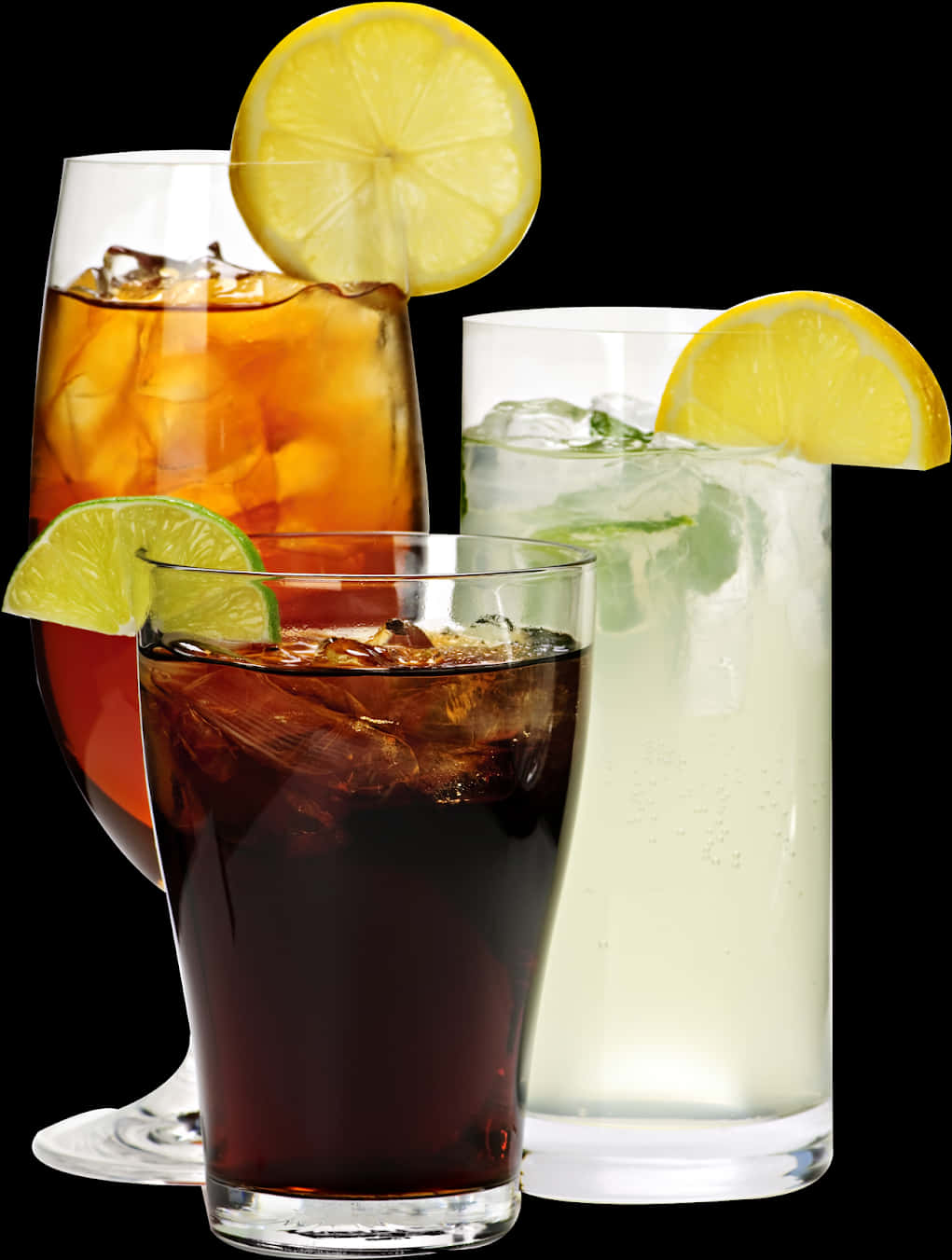 Assorted Cold Beverageswith Citrus Garnish PNG