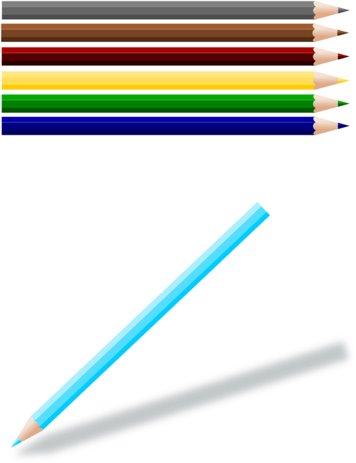 Assorted Colored Pencilsand Shadow PNG