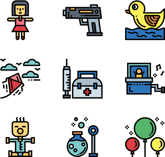 Assorted Colorful Icons Set PNG