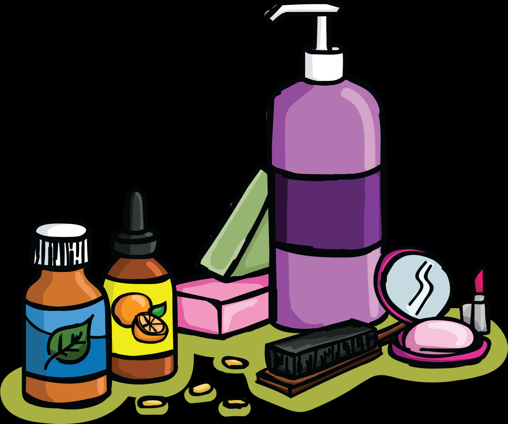 Assorted Cosmetic Products Illustration PNG