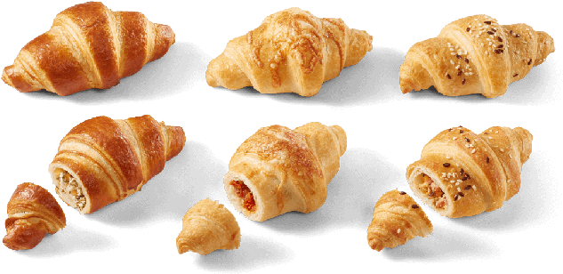 Assorted Croissants Variety PNG
