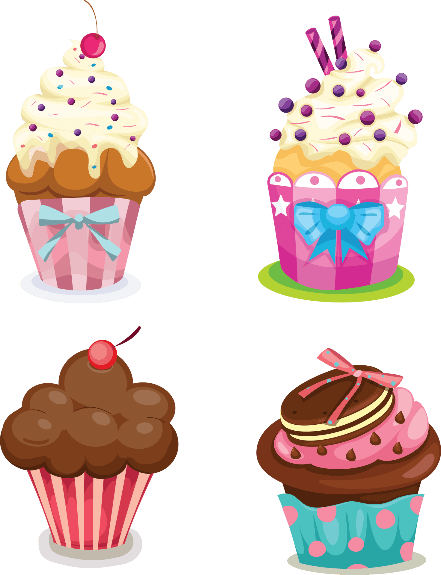 Assorted Cupcakes Illustration PNG