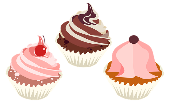 Assorted Cupcakes Vector Illustration PNG