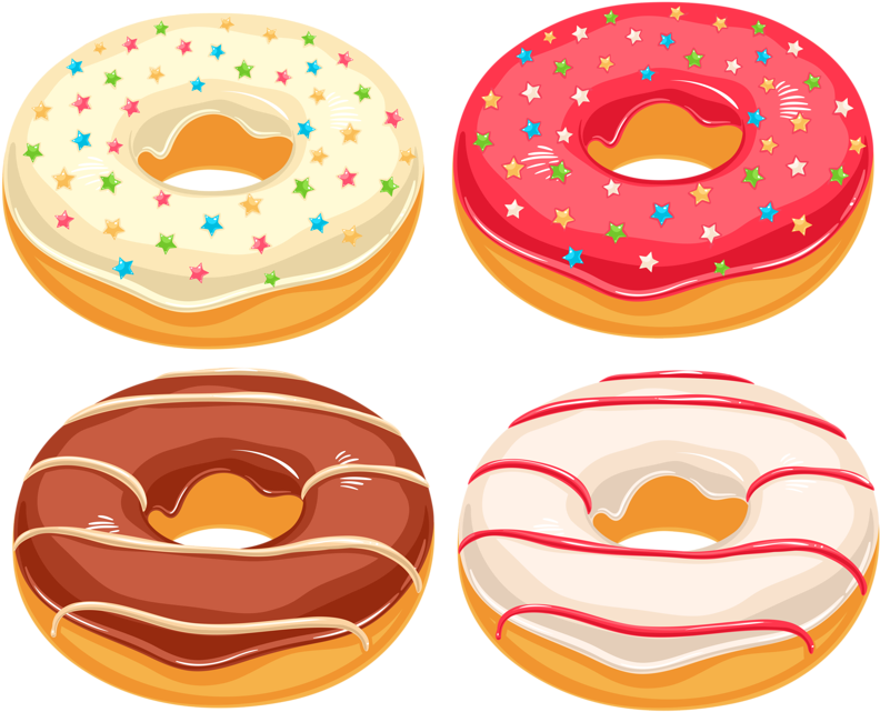 Assorted Decorated Donuts Vector PNG