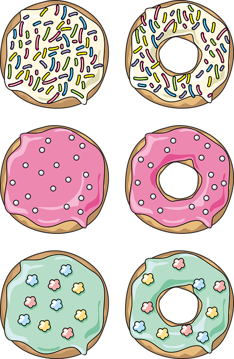 Assorted Decorated Doughnuts Illustration PNG