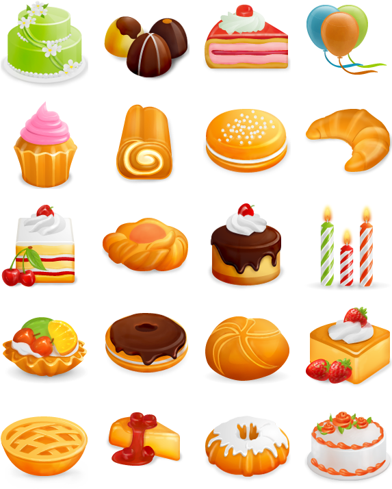 Assorted Desserts Icon Set PNG