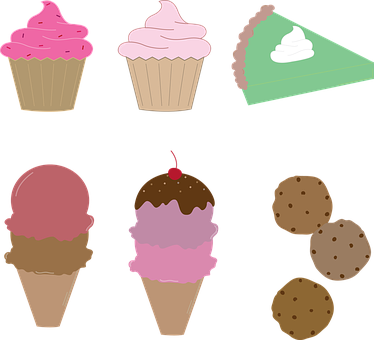 Assorted Desserts Vector Illustration PNG