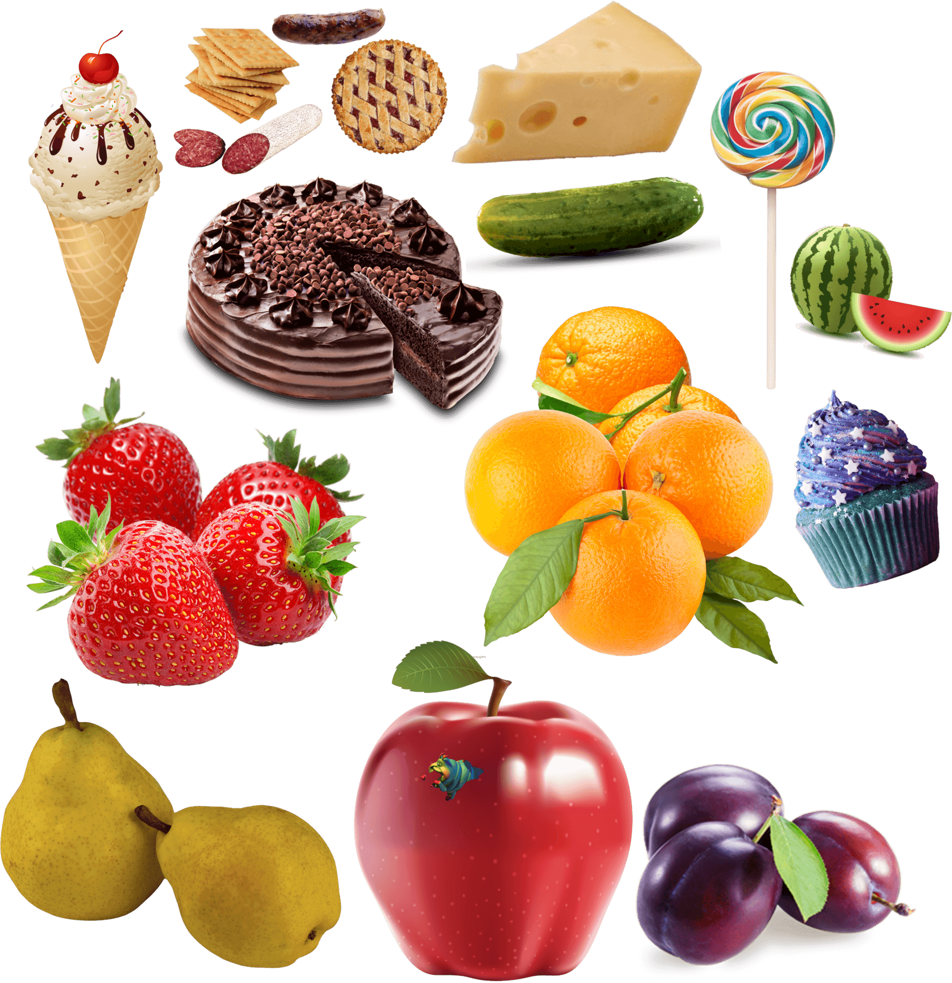 Assorted Dessertsand Fruits Collection PNG