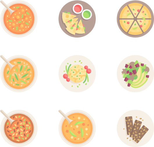 Assorted Dishes Vector Illustration PNG