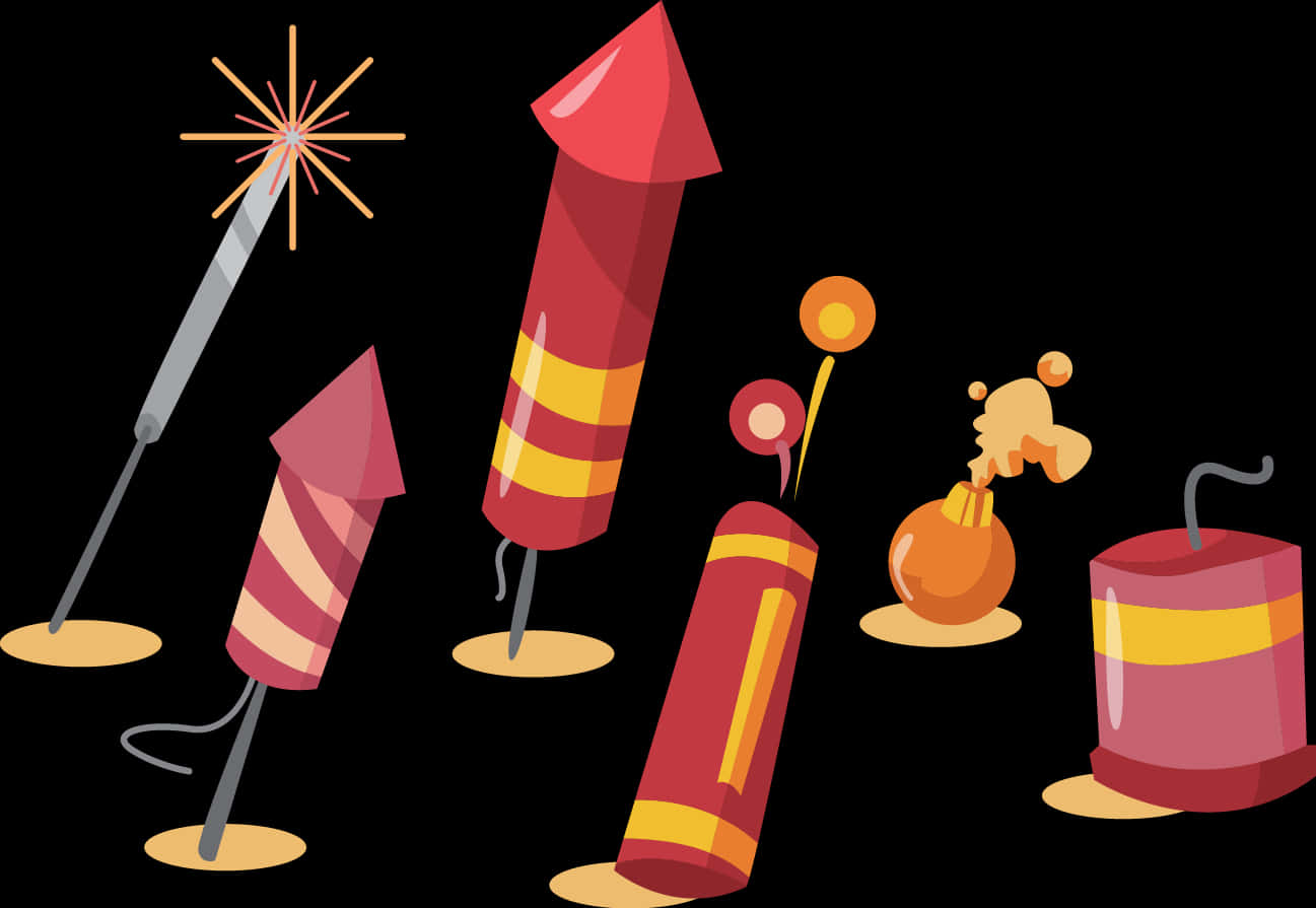 Assorted Diwali Firecrackers Illustration PNG