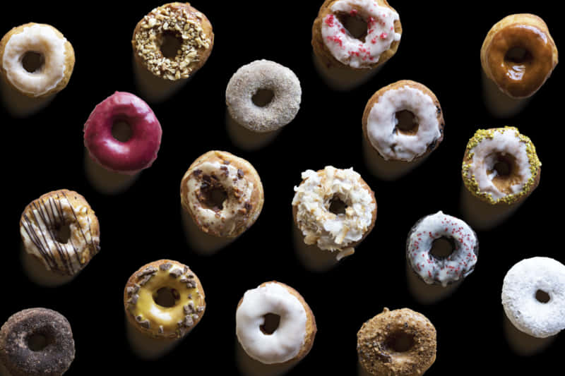 Assorted Donuts Top View PNG