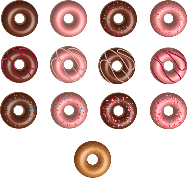 Assorted Doughnuts Collection PNG