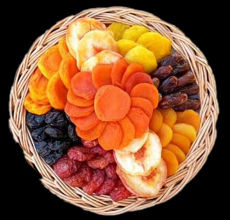 Assorted Dried Fruit Basket PNG