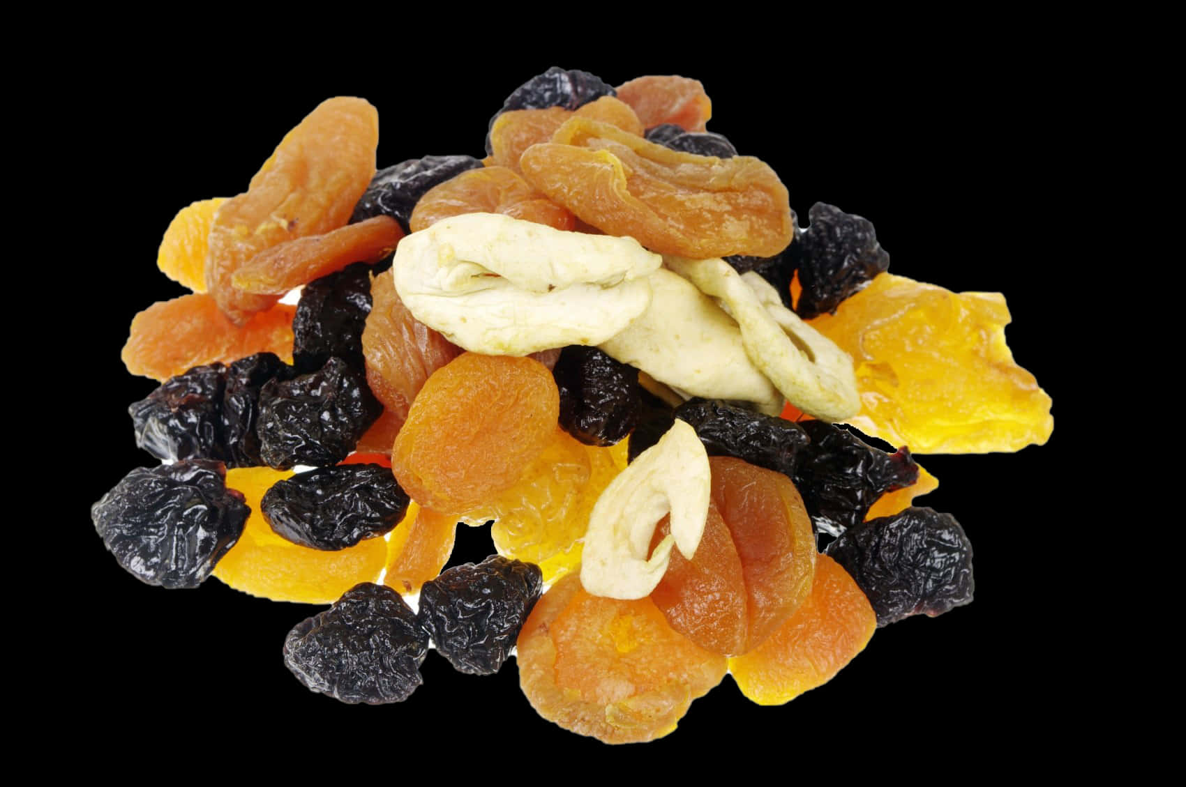 Assorted Dried Fruits Black Background PNG