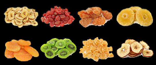 Assorted Dried Fruits Display PNG