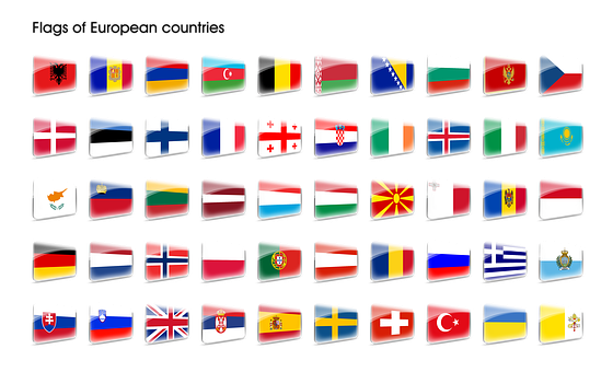 Assorted European Flags3 D Icons PNG