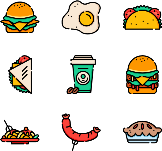 Assorted Fast Food Icons PNG