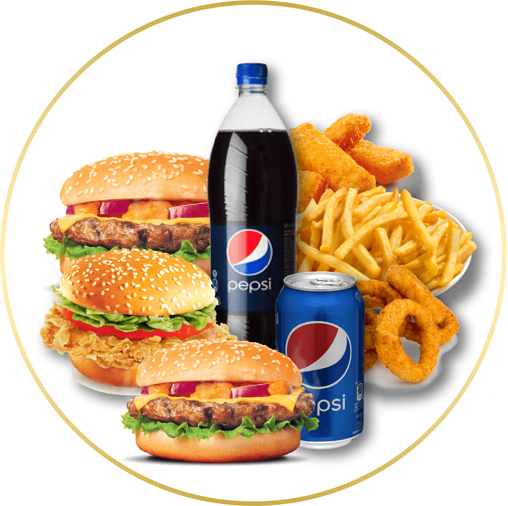 Assorted Fast Food Itemsand Soda PNG