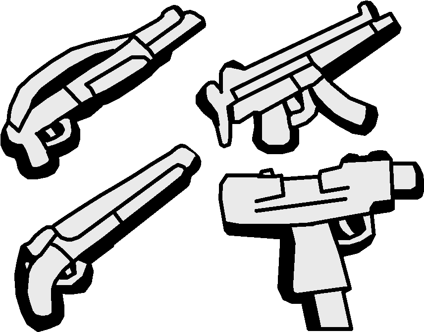 Assorted Firearms Vector Illustration PNG